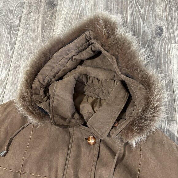VTG Fennelli Limited Edition Womens Full Length Brown Winter Coat Size 15/16 Fur - Picture 11 of 16